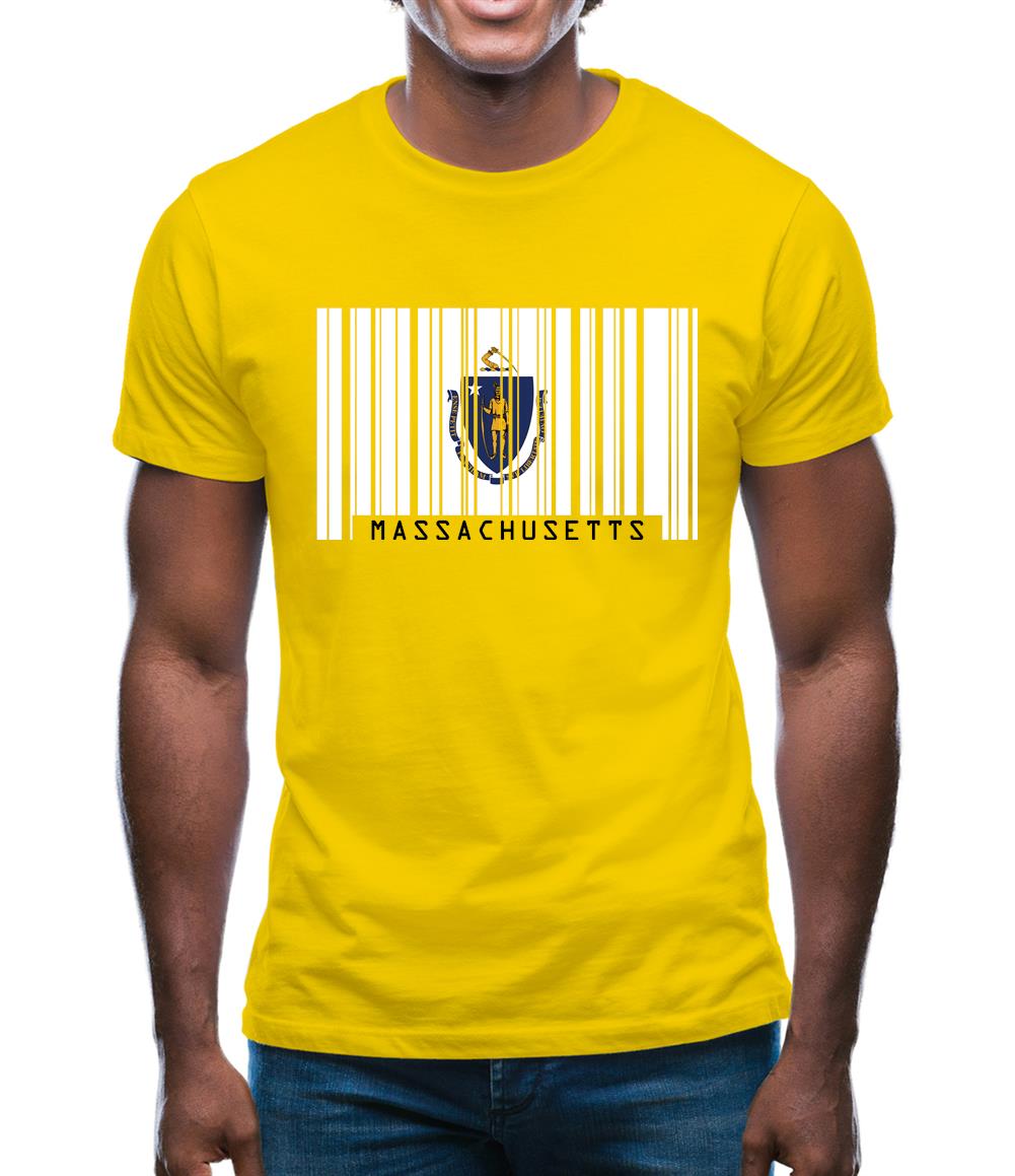 Massachusetts Barcode Style Flag Mens T-Shirt Massachusetts Barcode Style Flag Mens T-Shirt
