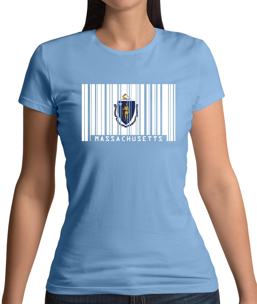 Massachusetts Barcode Style Flag Womens T-Shirt Massachusetts Barcode Style Flag Womens T-Shirt
