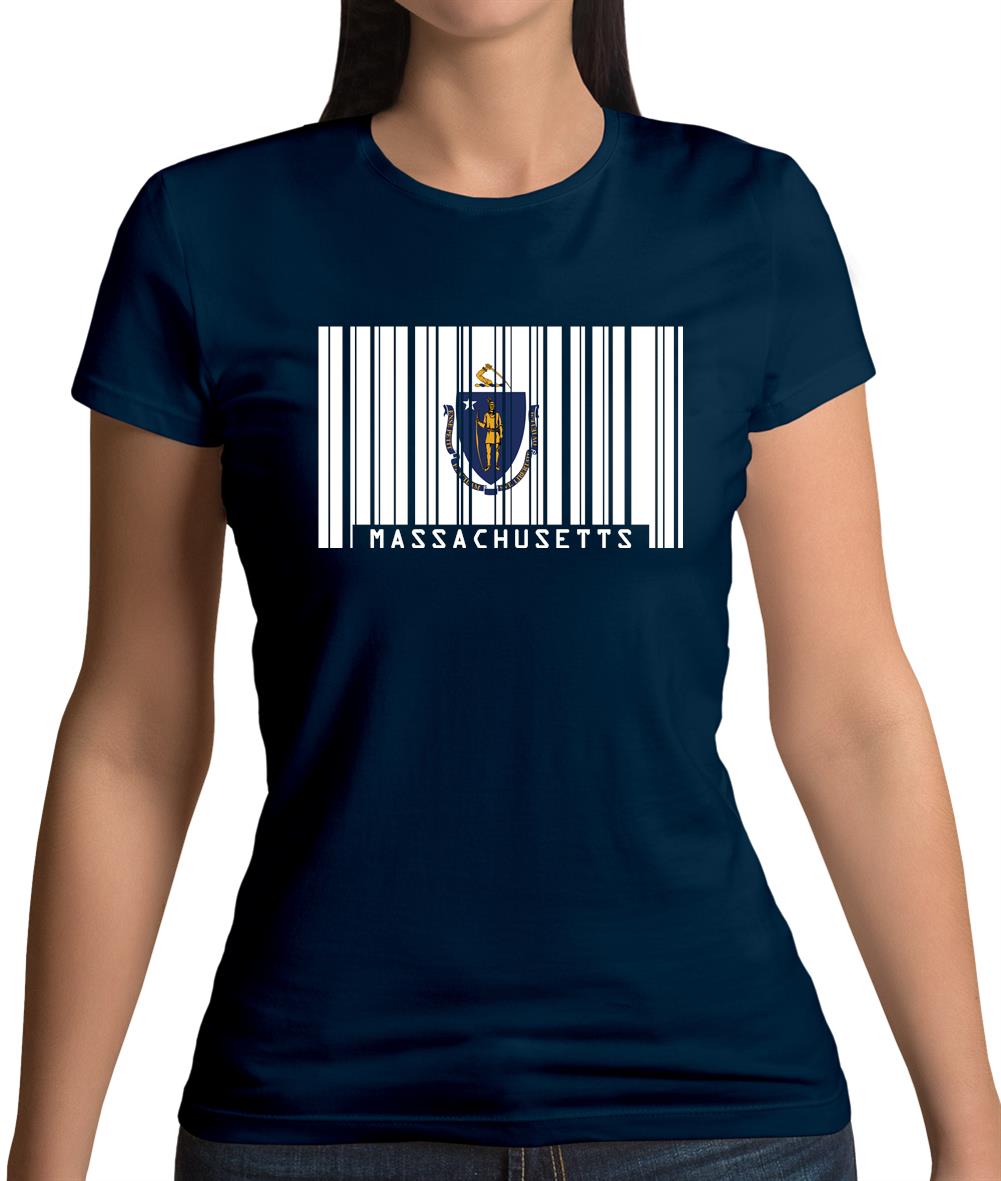 Massachusetts Barcode Style Flag Womens T-Shirt Massachusetts Barcode Style Flag Womens T-Shirt