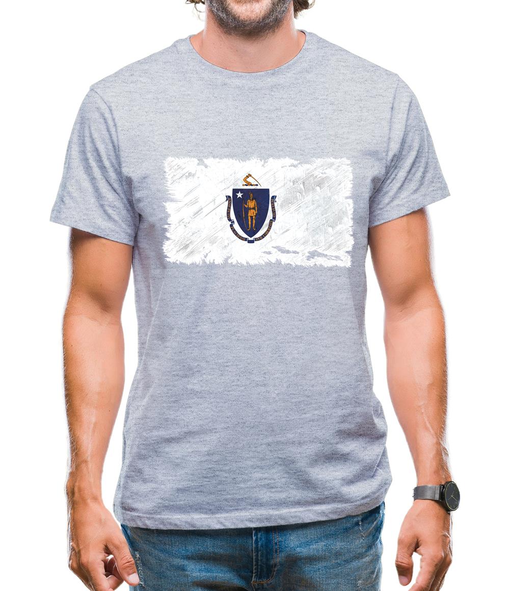 Massachusetts Grunge Style Flag Mens T-Shirt Massachusetts Grunge Style Flag Mens T-Shirt
