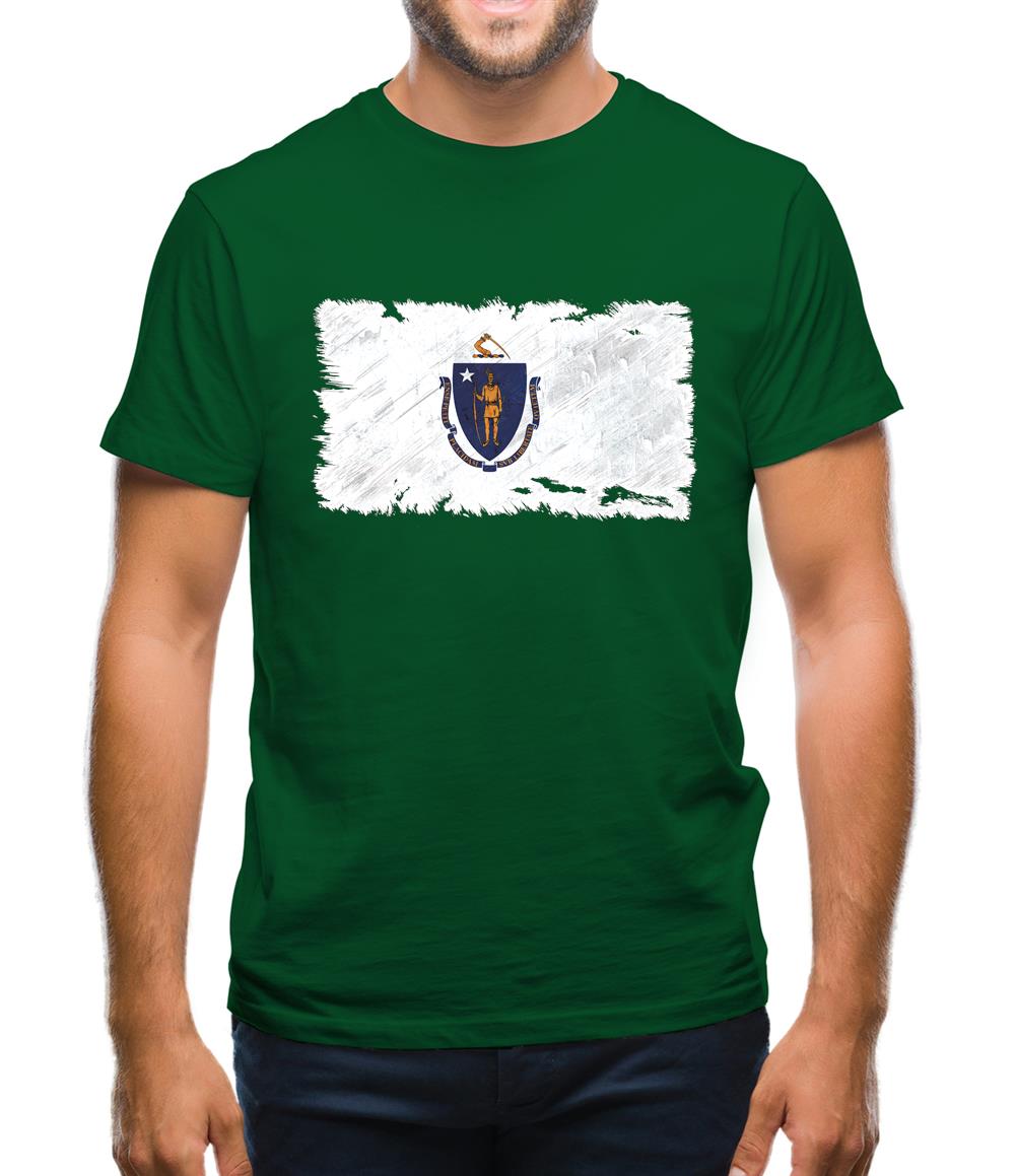 Massachusetts Grunge Style Flag Mens T-Shirt Massachusetts Grunge Style Flag Mens T-Shirt