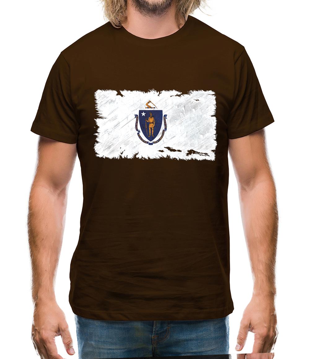 Massachusetts Grunge Style Flag Mens T-Shirt Massachusetts Grunge Style Flag Mens T-Shirt