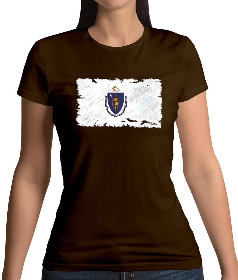 Massachusetts Grunge Style Flag Womens T-Shirt Massachusetts Grunge Style Flag Womens T-Shirt