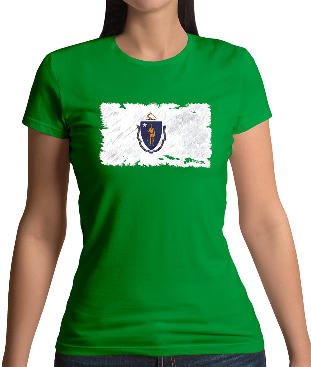 Massachusetts Grunge Style Flag Womens T-Shirt Massachusetts Grunge Style Flag Womens T-Shirt