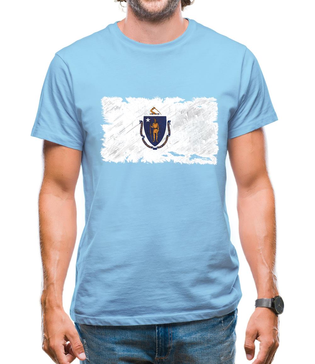 Massachusetts Grunge Style Flag Mens T-Shirt Massachusetts Grunge Style Flag Mens T-Shirt