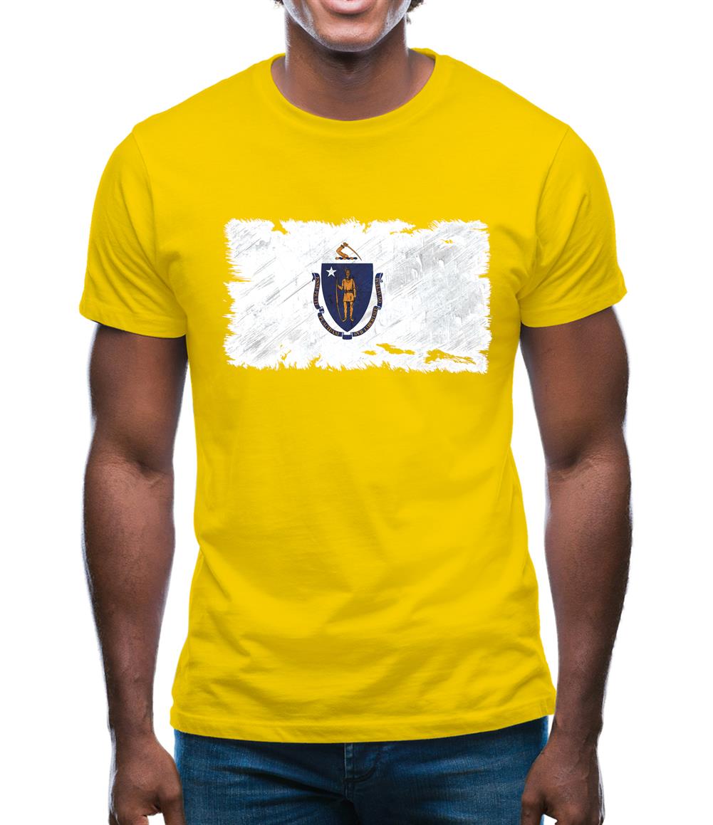Massachusetts Grunge Style Flag Mens T-Shirt Massachusetts Grunge Style Flag Mens T-Shirt