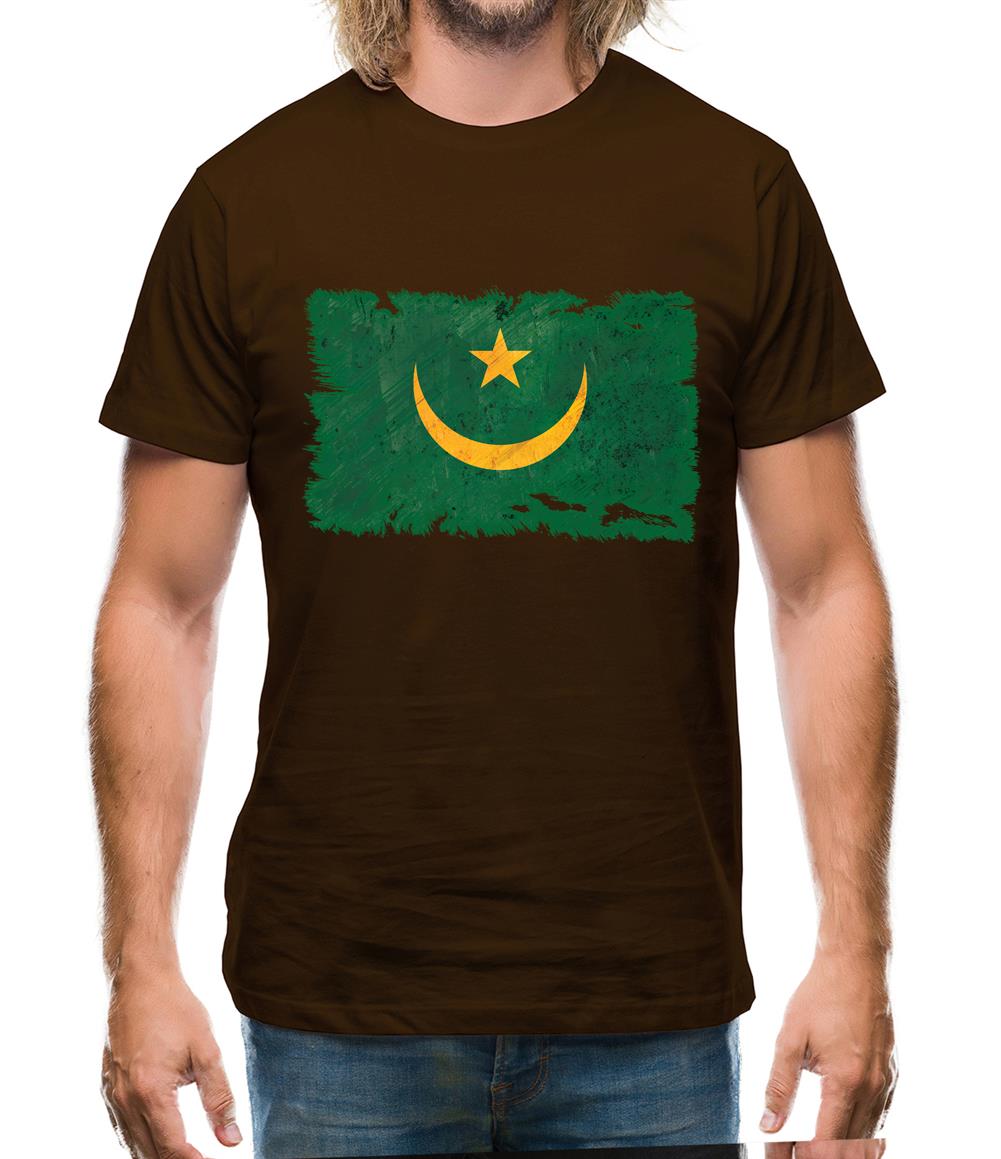 Mauritania Grunge Style Flag Mens T-Shirt