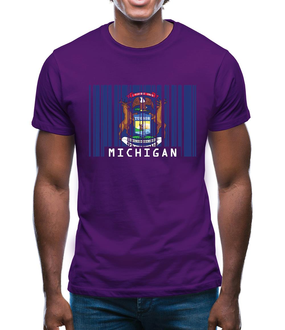 Michigan Barcode Style Flag Mens T-Shirt Michigan Barcode Style Flag Mens T-Shirt