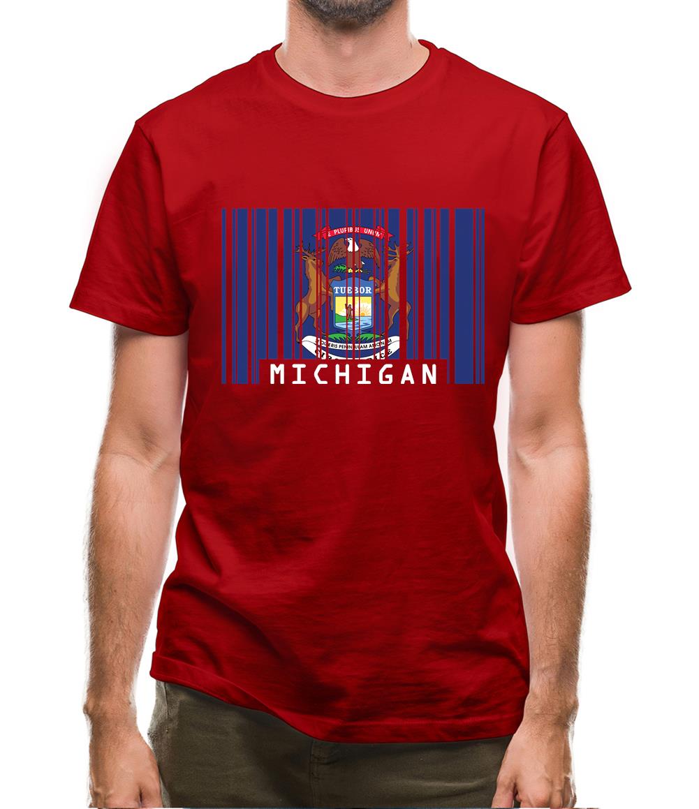 Michigan Barcode Style Flag Mens T-Shirt Michigan Barcode Style Flag Mens T-Shirt