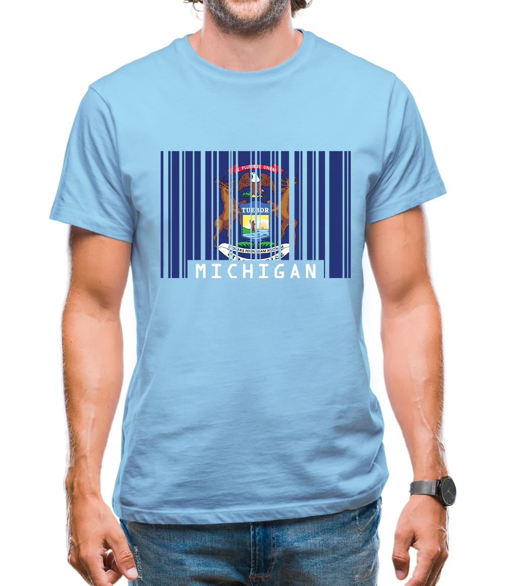 Michigan Barcode Style Flag Mens T-Shirt Michigan Barcode Style Flag Mens T-Shirt