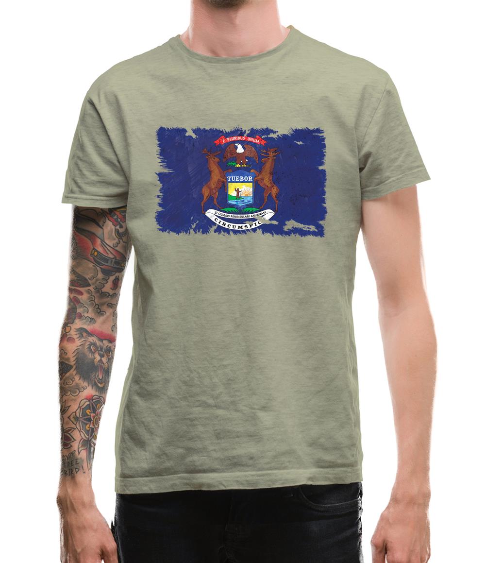 Michigan Grunge Style Flag Mens T-Shirt Michigan Grunge Style Flag Mens T-Shirt
