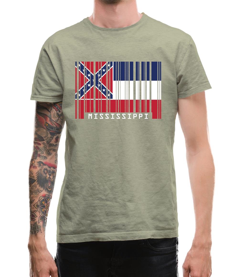 Mississippi Barcode Style Flag Mens T-Shirt Mississippi Barcode Style Flag Mens T-Shirt