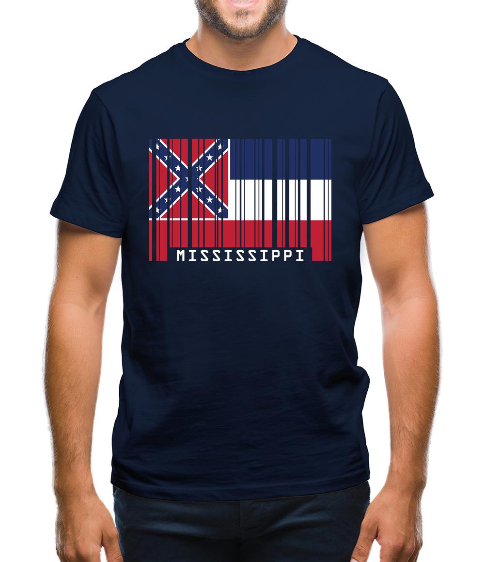 Mississippi Barcode Style Flag Mens T-Shirt Mississippi Barcode Style Flag Mens T-Shirt