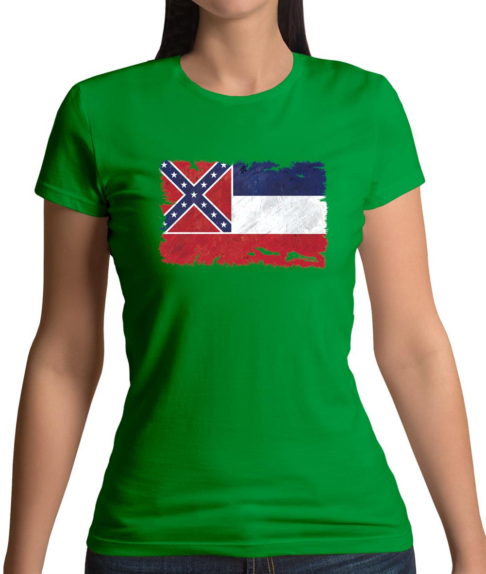 Mississippi Grunge Style Flag Womens T-Shirt Mississippi Grunge Style Flag Womens T-Shirt