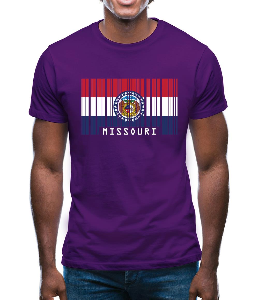 Missouri Barcode Style Flag Mens T-Shirt Missouri Barcode Style Flag Mens T-Shirt