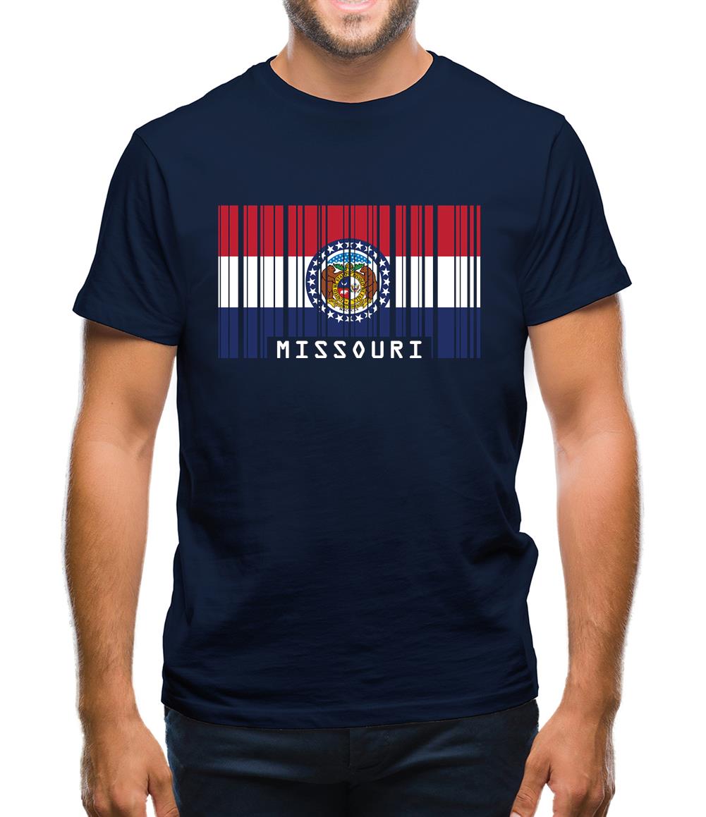 Missouri Barcode Style Flag Mens T-Shirt Missouri Barcode Style Flag Mens T-Shirt