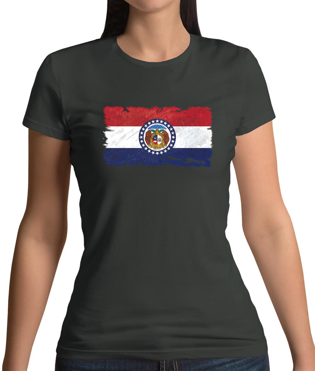Missouri Grunge Style Flag Womens T-Shirt Missouri Grunge Style Flag Womens T-Shirt