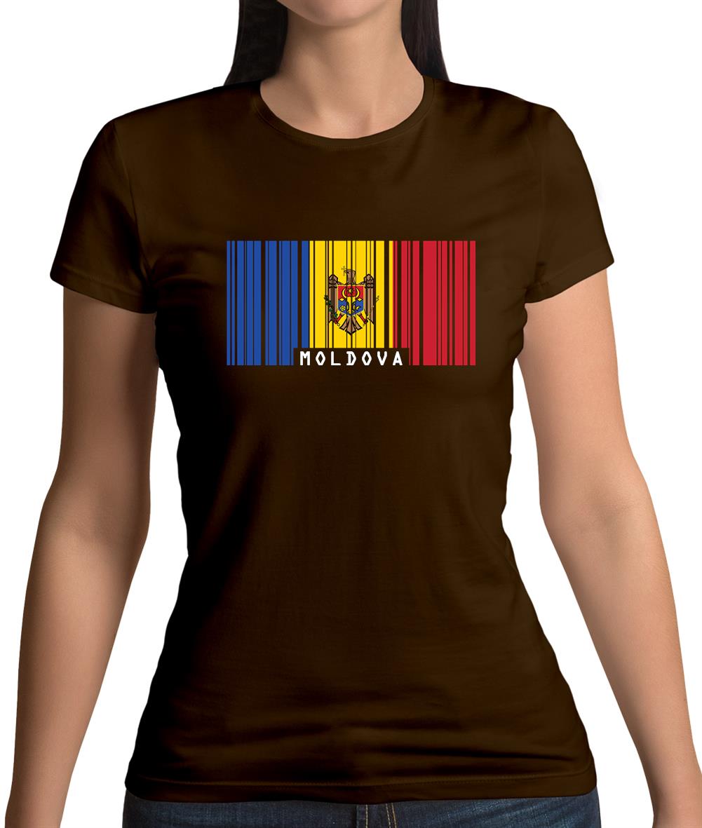 Moldova Barcode Style Flag Womens T-Shirt Moldova Barcode Style Flag Womens T-Shirt