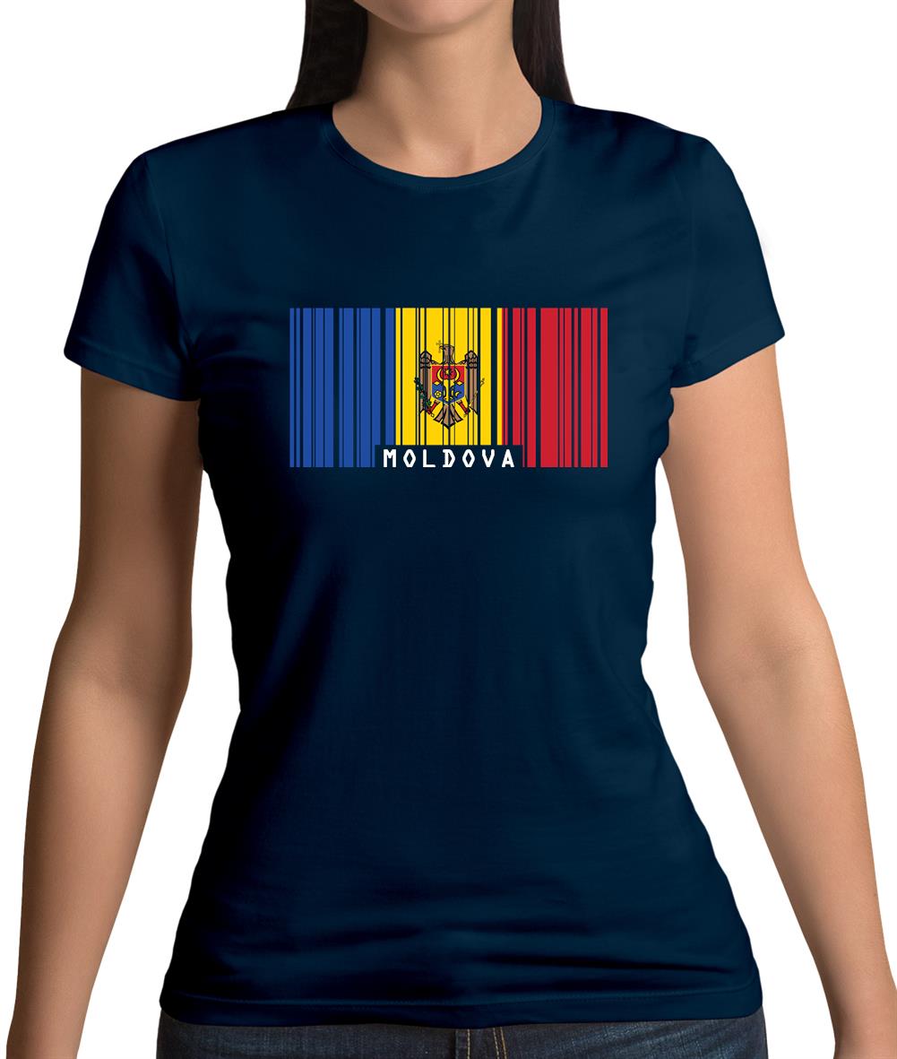 Moldova Barcode Style Flag Womens T-Shirt Moldova Barcode Style Flag Womens T-Shirt
