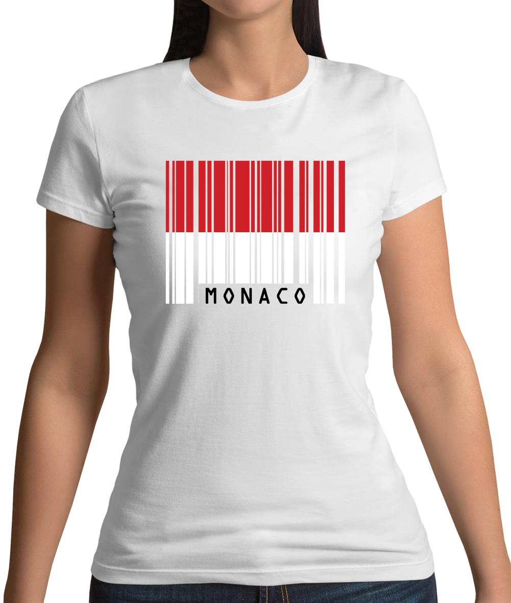 Monaco Barcode Style Flag Womens T-Shirt Monaco Barcode Style Flag Womens T-Shirt