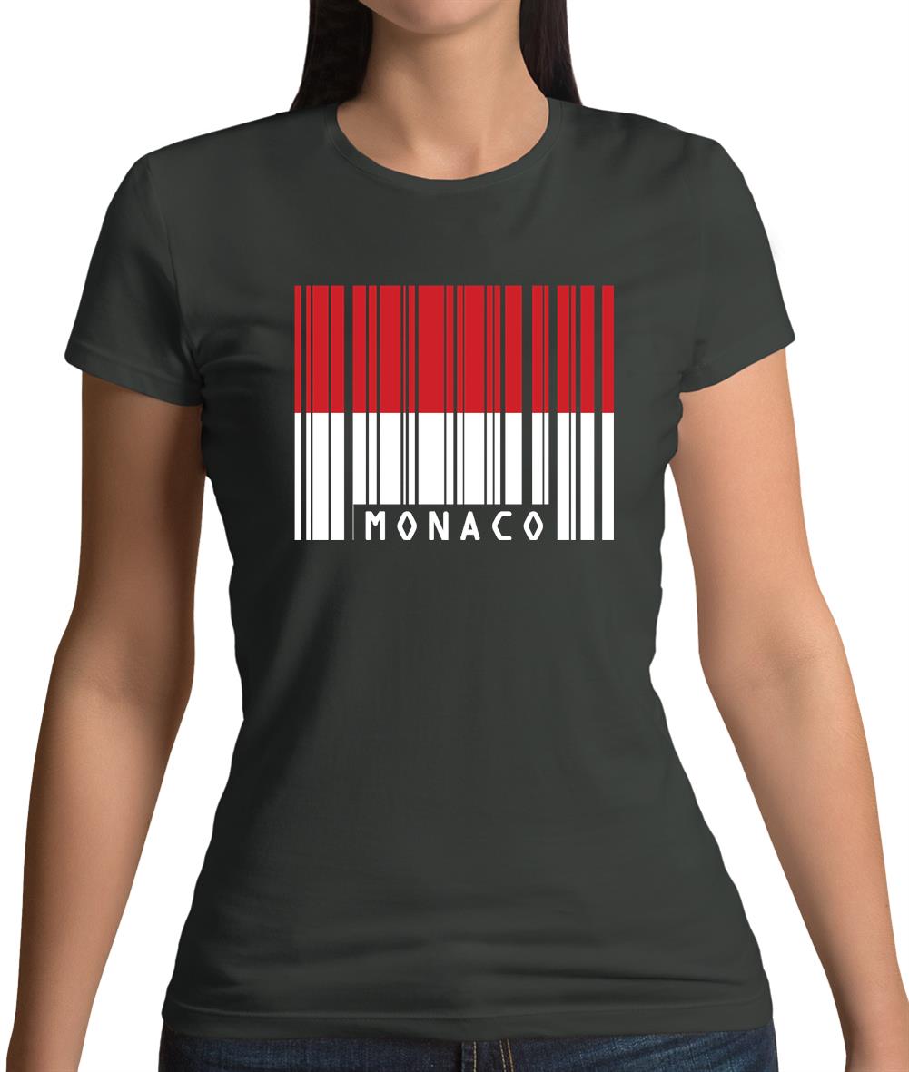 Monaco Barcode Style Flag Womens T-Shirt