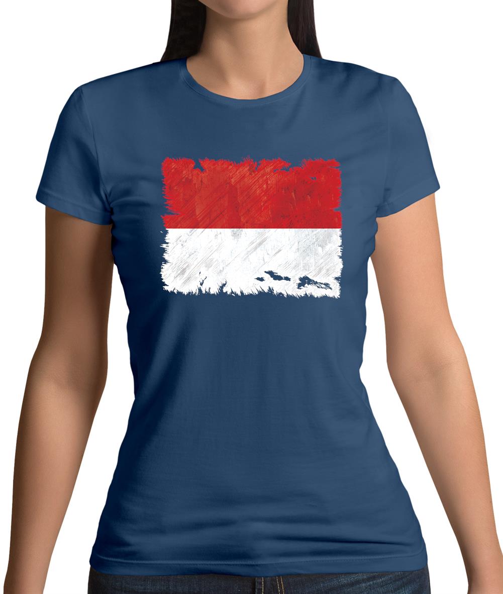 Monaco Grunge Style Flag Womens T-Shirt Monaco Grunge Style Flag Womens T-Shirt