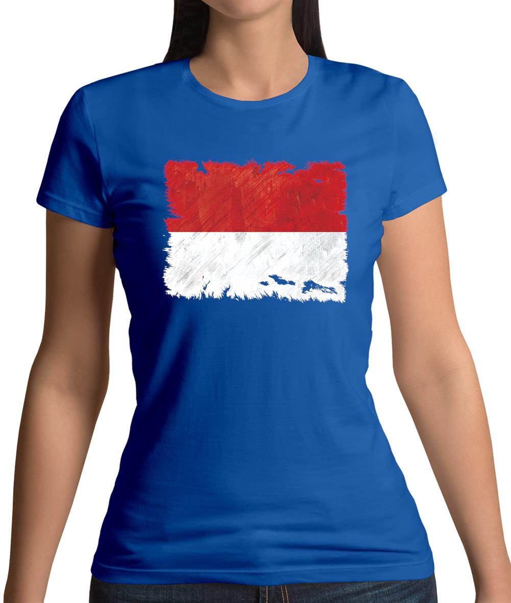 Monaco Grunge Style Flag Womens T-Shirt Monaco Grunge Style Flag Womens T-Shirt