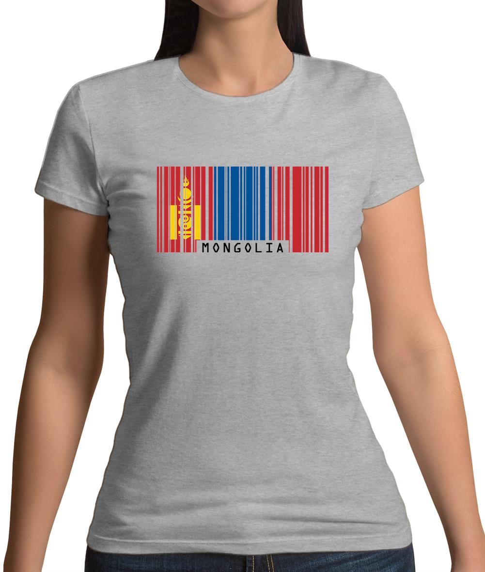 Mongolia Barcode Style Flag Womens T-Shirt Mongolia Barcode Style Flag Womens T-Shirt