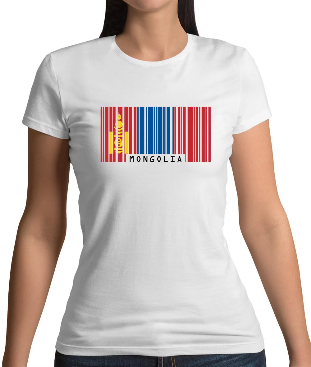 Mongolia Barcode Style Flag Womens T-Shirt Mongolia Barcode Style Flag Womens T-Shirt