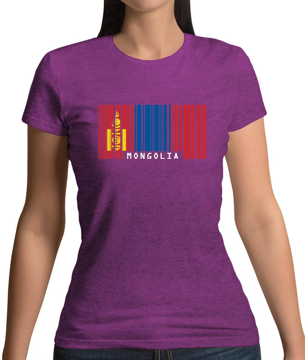 Mongolia Barcode Style Flag Womens T-Shirt Mongolia Barcode Style Flag Womens T-Shirt