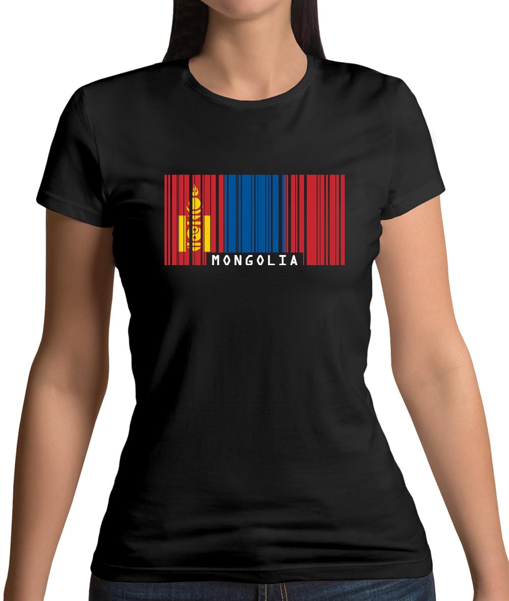 Mongolia Barcode Style Flag Womens T-Shirt Mongolia Barcode Style Flag Womens T-Shirt