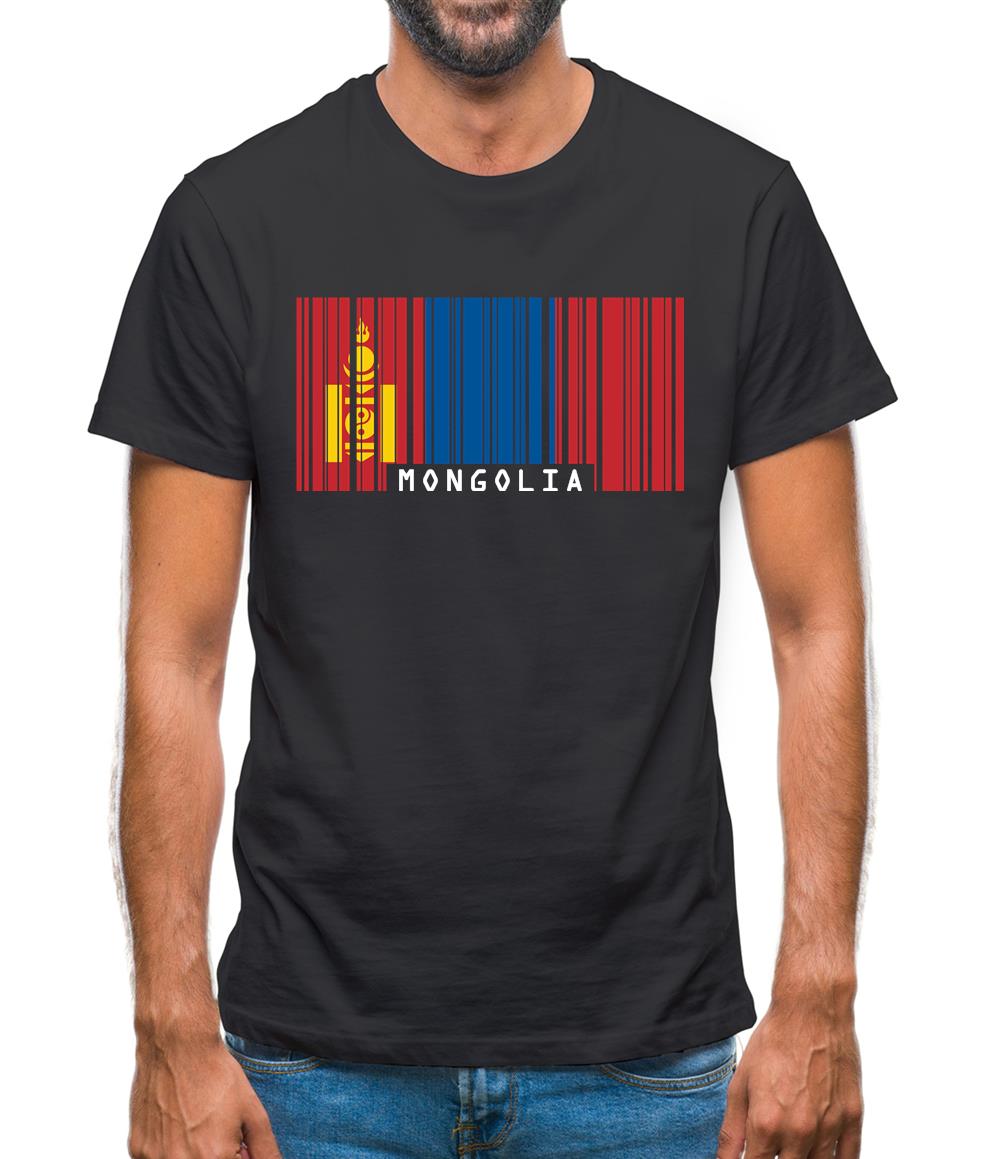 Mongolia Barcode Style Flag Mens T-Shirt Mongolia Barcode Style Flag Mens T-Shirt
