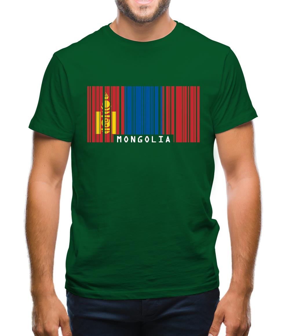 Mongolia Barcode Style Flag Mens T-Shirt Mongolia Barcode Style Flag Mens T-Shirt