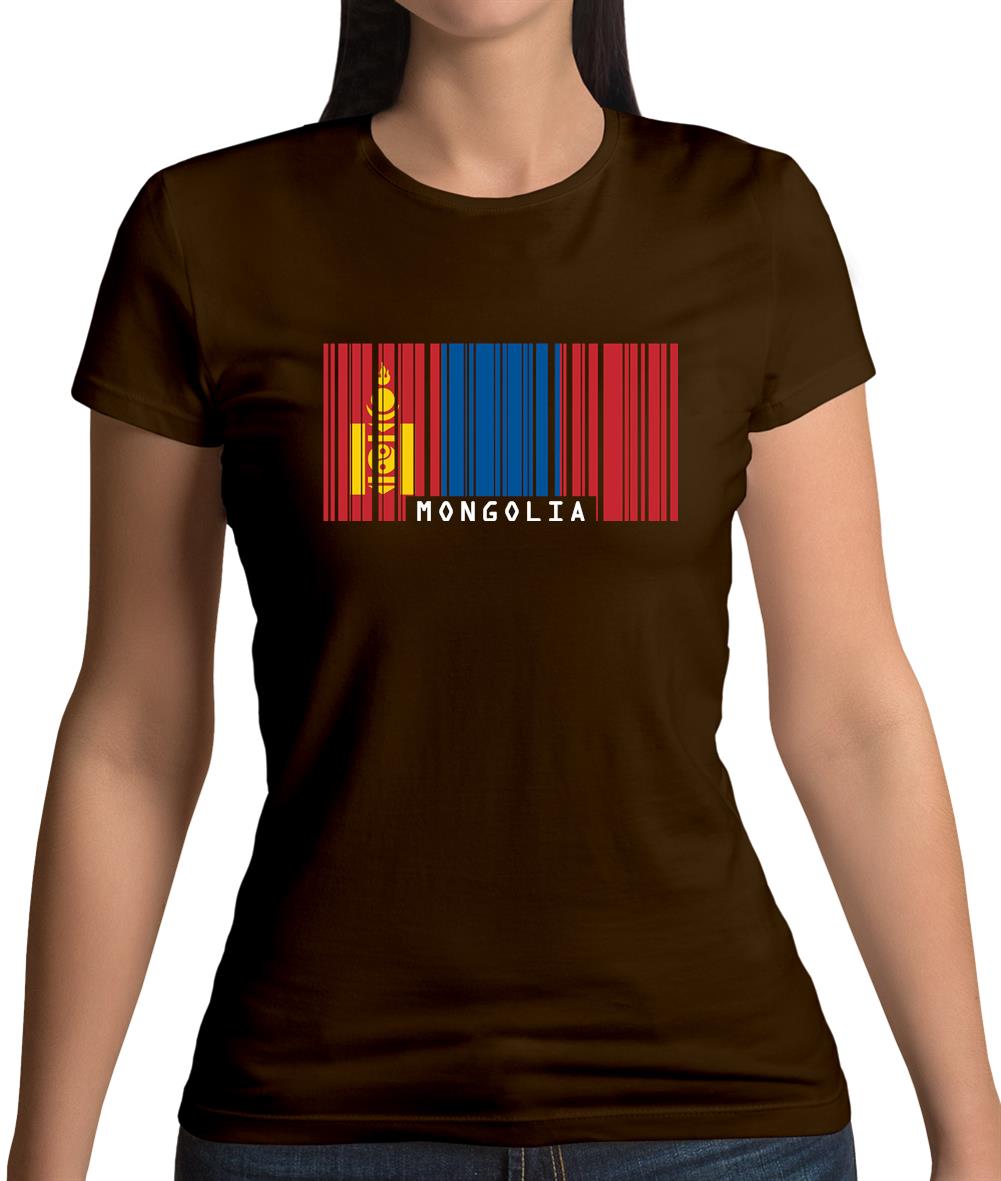Mongolia Barcode Style Flag Womens T-Shirt Mongolia Barcode Style Flag Womens T-Shirt