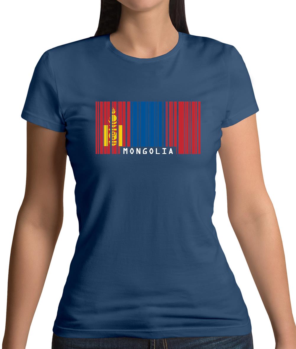 Mongolia Barcode Style Flag Womens T-Shirt Mongolia Barcode Style Flag Womens T-Shirt