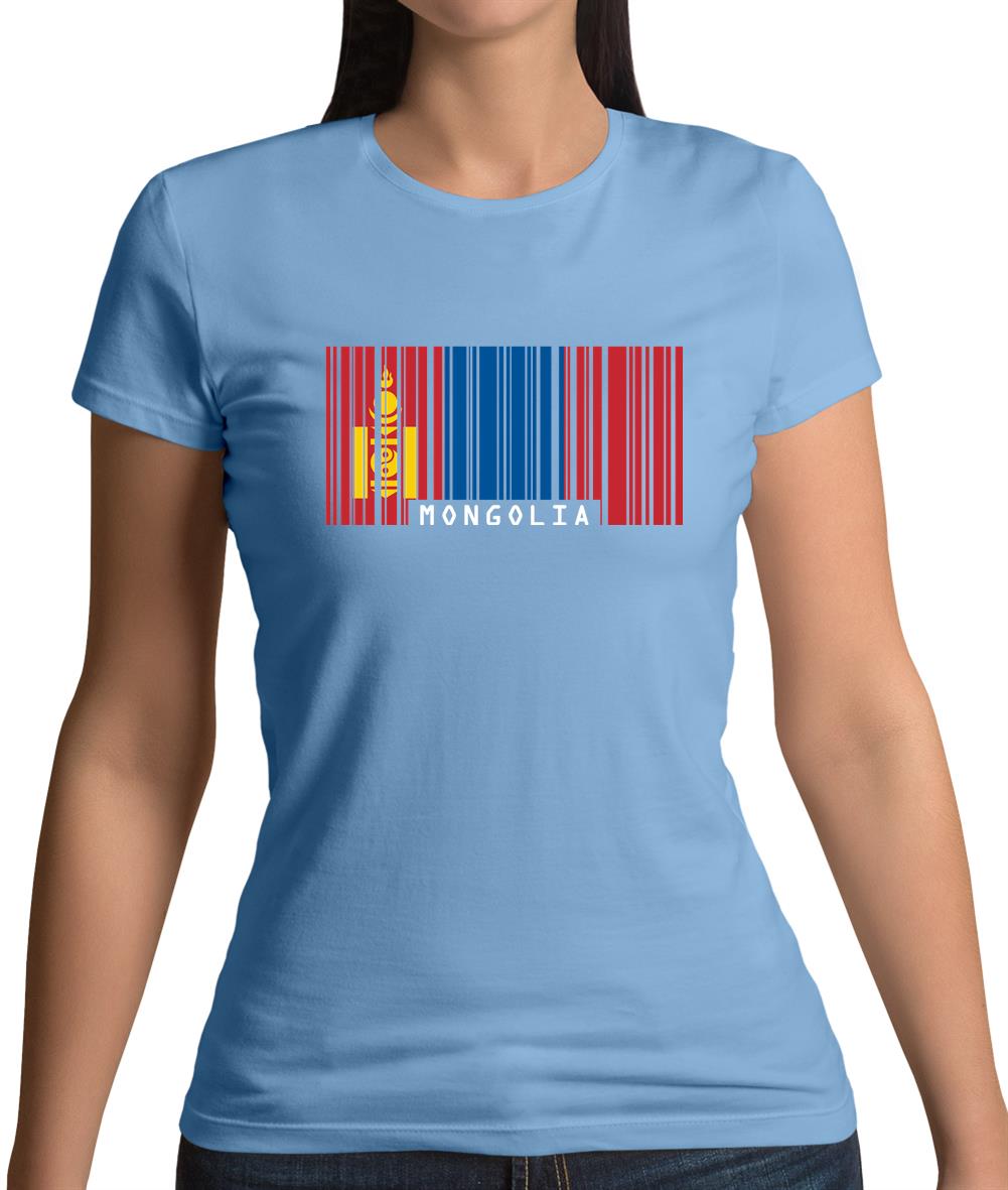 Mongolia Barcode Style Flag Womens T-Shirt Mongolia Barcode Style Flag Womens T-Shirt
