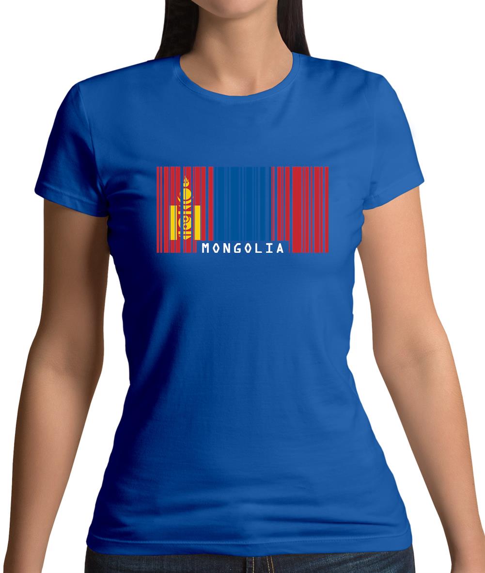 Mongolia Barcode Style Flag Womens T-Shirt Mongolia Barcode Style Flag Womens T-Shirt