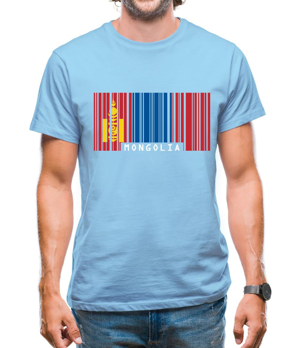 Mongolia Barcode Style Flag Mens T-Shirt Mongolia Barcode Style Flag Mens T-Shirt