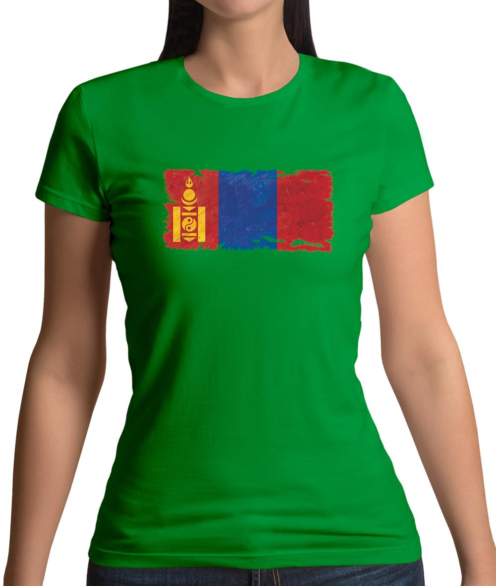 Mongolia Grunge Style Flag Womens T-Shirt Mongolia Grunge Style Flag Womens T-Shirt