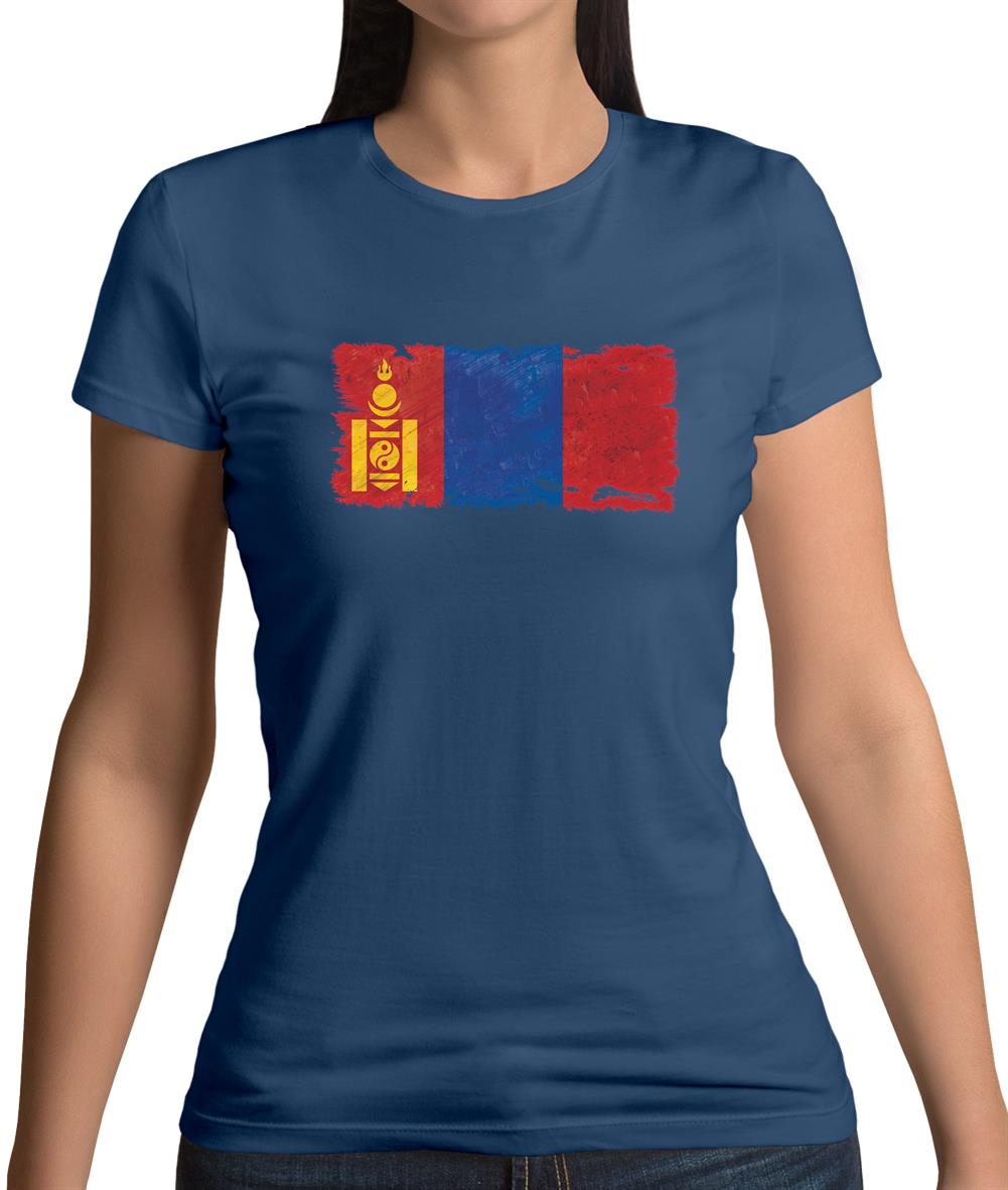 Mongolia Grunge Style Flag Womens T-Shirt Mongolia Grunge Style Flag Womens T-Shirt