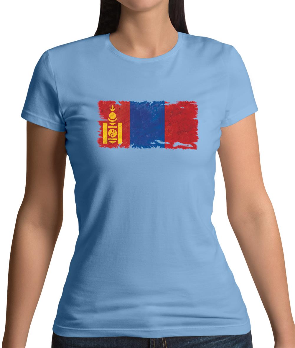 Mongolia Grunge Style Flag Womens T-Shirt Mongolia Grunge Style Flag Womens T-Shirt