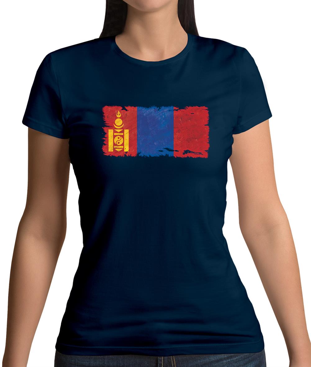Mongolia Grunge Style Flag Womens T-Shirt Mongolia Grunge Style Flag Womens T-Shirt