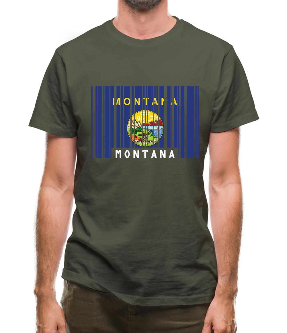 Montana Barcode Style Flag Mens T-Shirt Montana Barcode Style Flag Mens T-Shirt