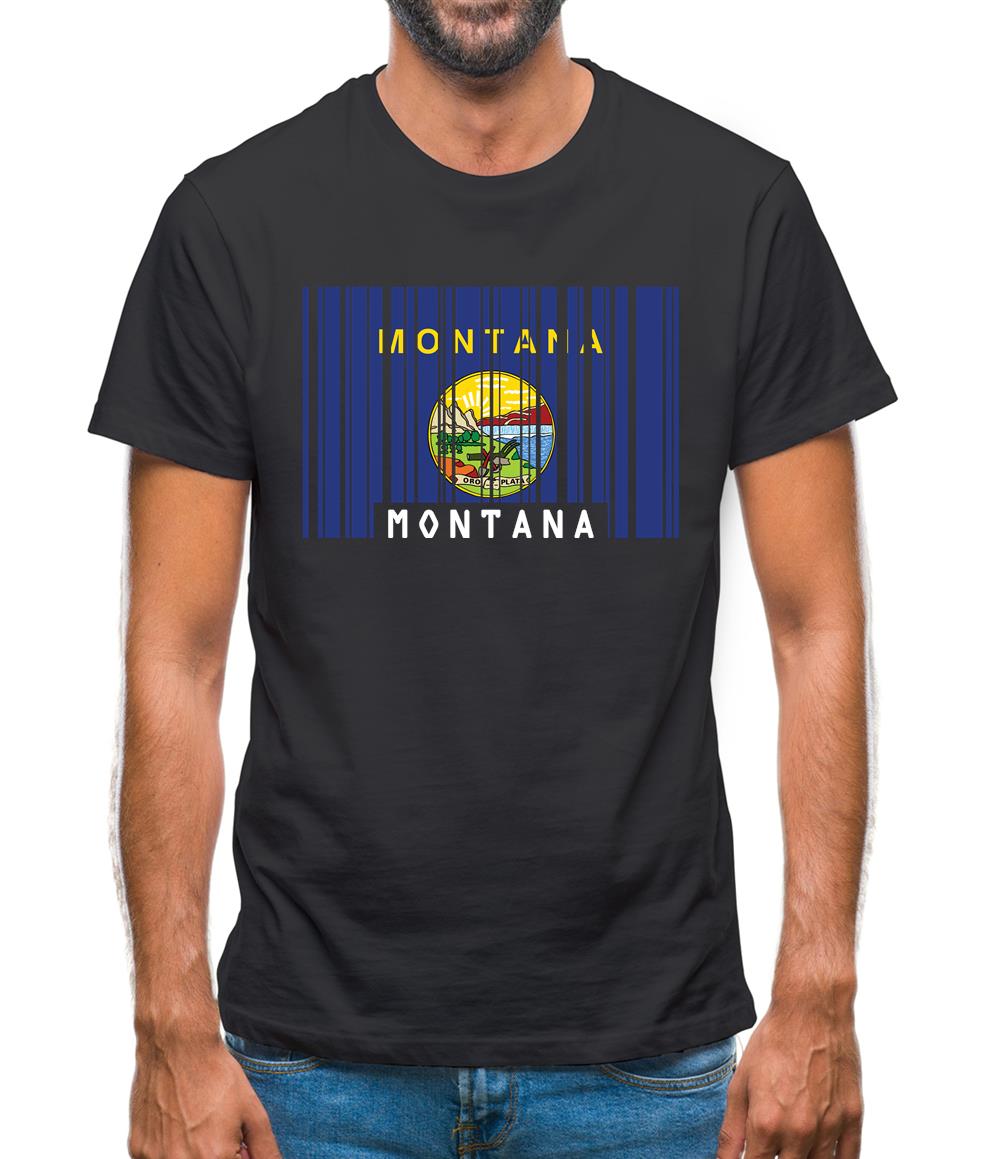 Montana Barcode Style Flag Mens T-Shirt Montana Barcode Style Flag Mens T-Shirt