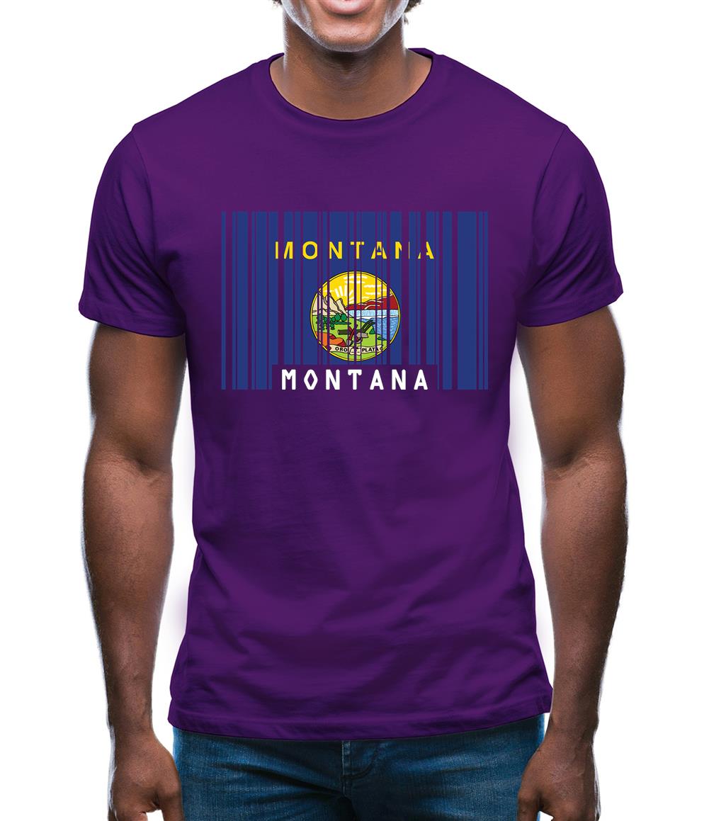 Montana Barcode Style Flag Mens T-Shirt Montana Barcode Style Flag Mens T-Shirt