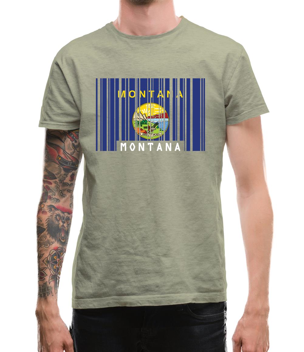 Montana Barcode Style Flag Mens T-Shirt Montana Barcode Style Flag Mens T-Shirt