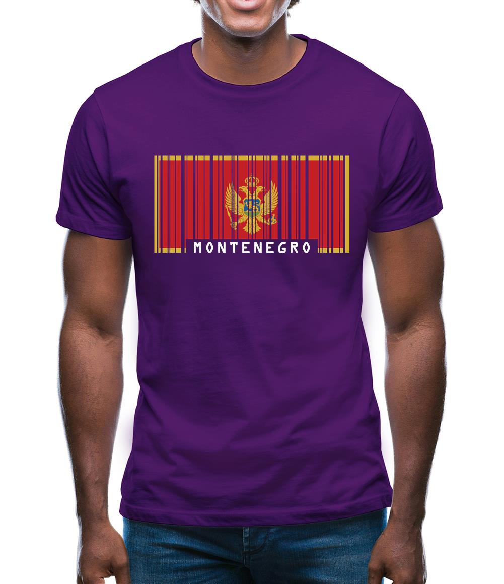 Montenegro Barcode Style Flag Mens T-Shirt Montenegro Barcode Style Flag Mens T-Shirt