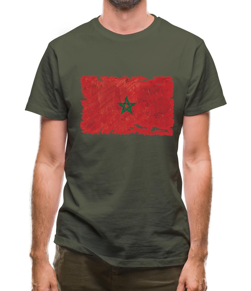 Morocco Grunge Style Flag Mens T-Shirt Morocco Grunge Style Flag Mens T-Shirt