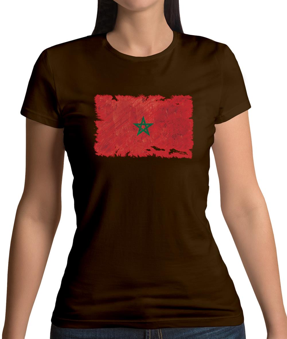 Morocco Grunge Style Flag Womens T-Shirt Morocco Grunge Style Flag Womens T-Shirt