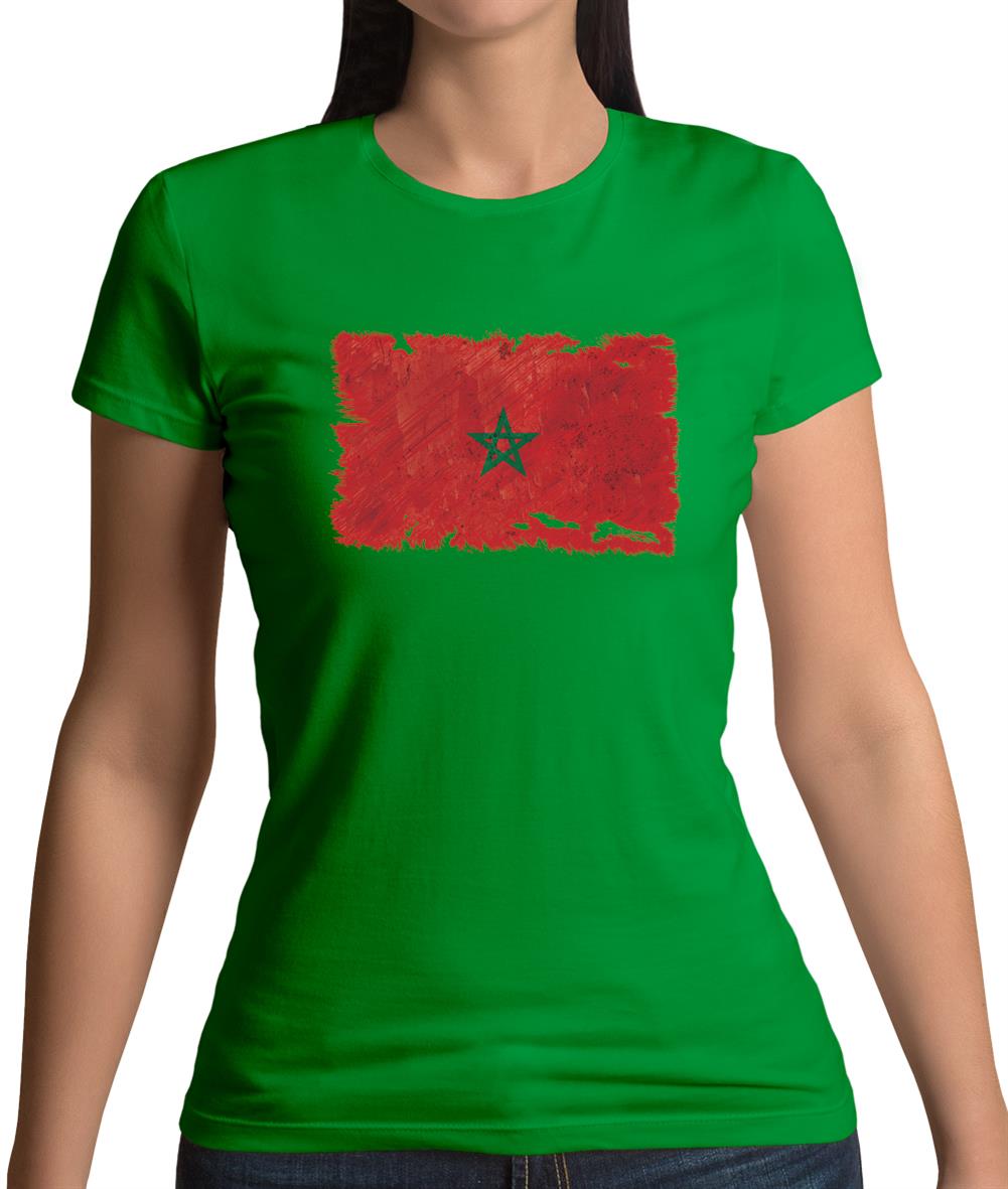 Morocco Grunge Style Flag Womens T-Shirt Morocco Grunge Style Flag Womens T-Shirt